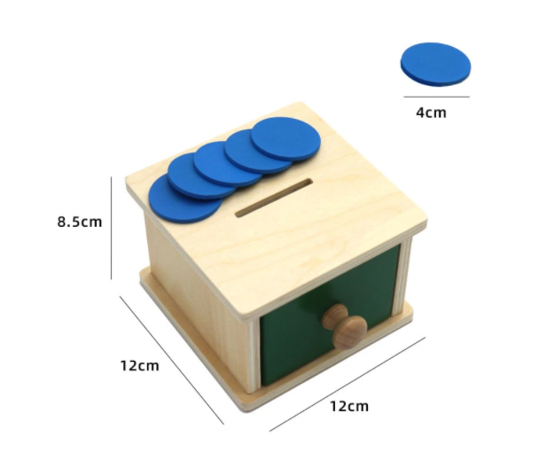 Permanence box with coins and drawer