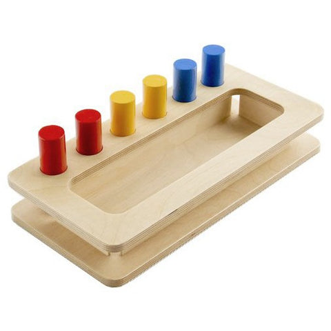 Wooden box with Montessori cylinders
