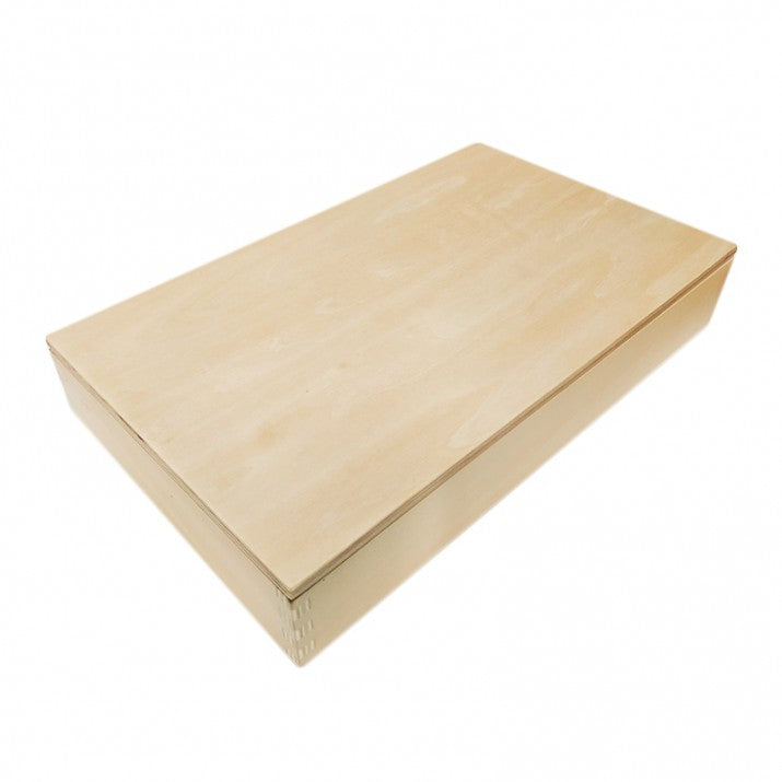 Caja de madera con 3 tablas de tacto Montessori