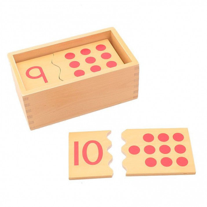 Caja con 10 puzzles de números Montessori