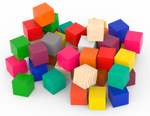 Set of 10 wooden cubes