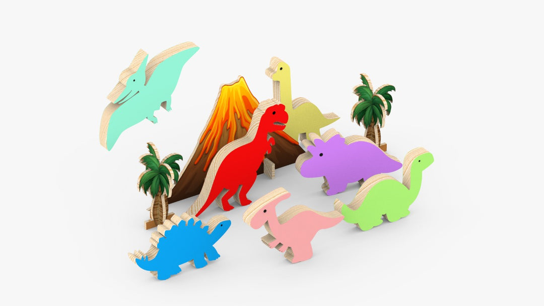Set de Dinosaurios de madera